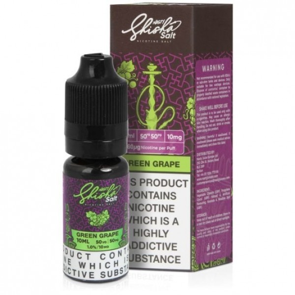 Green Grape Nic Salts E Liquid - Nasty Shisha Series (10ml)