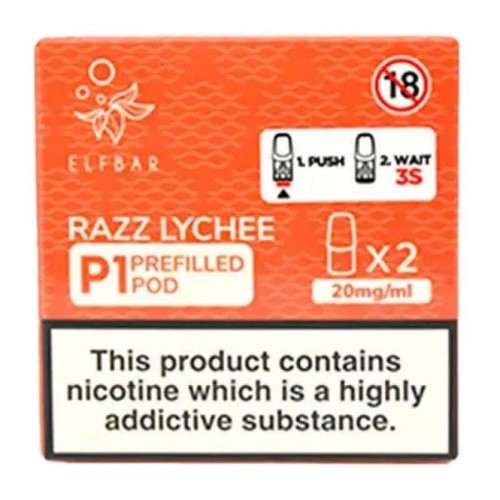 Razz Lychee P1 Nic Salt E Liquid Pods (2 x 2m...