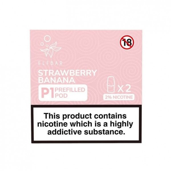 Strawberry Banana Mate P1 Nic Salt E Liquid Pods (2 x 2ml)